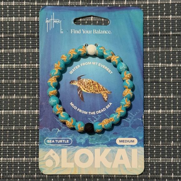 NEW | Guy Harvey x Lokai | Sea Turtle Silicone Bead Balance Bracelet - Picture 1 of 2